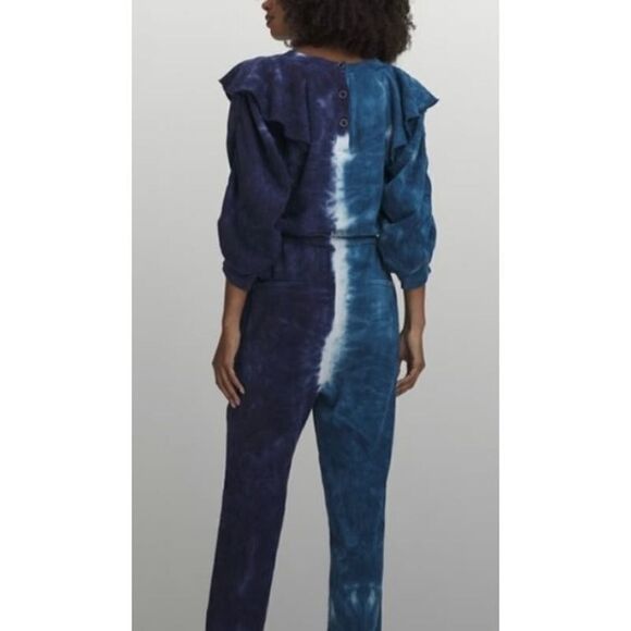 Something Navy Meghan Ruffle Tie Dye Jumpsuit Sz. XS - Picture 3 of 8